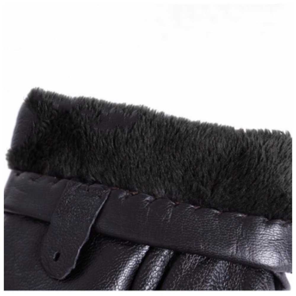 Leather Cashmere Lined Ruched Gloves Size 7 - Picture 7 of 7